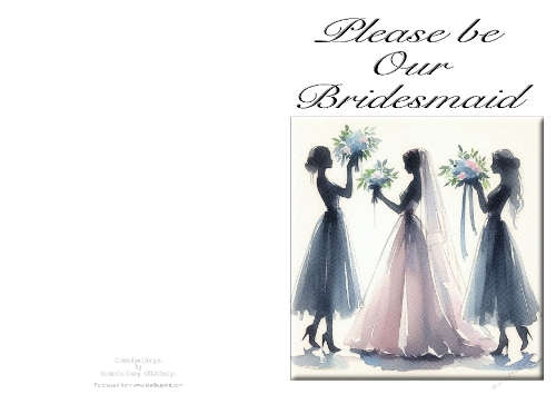 Please be Our Bridesmaid - NCJP A4 Card Landscape - Watercolour 23
