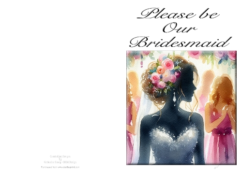 Please be Our Bridesmaid - NCJP A4 Card Landscape - Watercolour 25