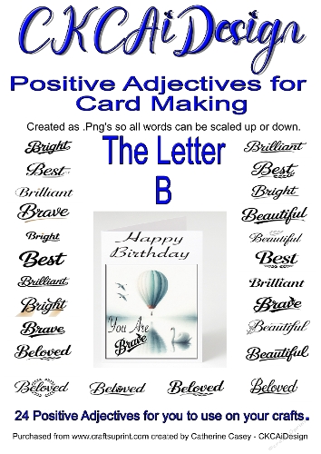 Positive Adjectives for Greeting Cards or Crafting The Letter B
