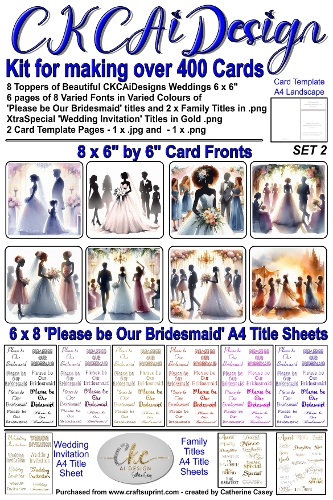 Kit for making over 400 No Cut Just Print Cards for Please be Our Bridesmaid or Wedding Invitations Set 2