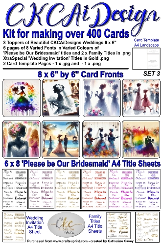 Kit for making over 400 No Cut Just Print Cards for Please be Our Bridesmaid or Wedding Invitations Set 3