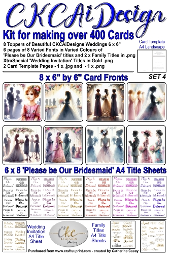Kit for making over 400 No Cut Just Print Cards for Please be Our Bridesmaid or Wedding Invitations Set 4