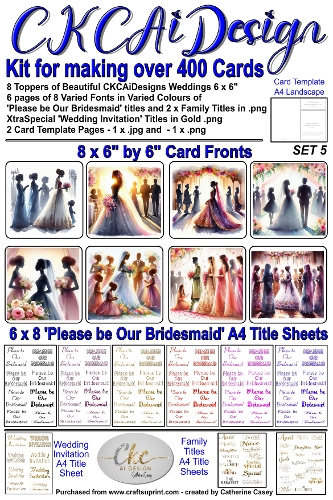 Kit for making over 400 No Cut Just Print Cards for Please be Our Bridesmaid or Wedding Invitations Set 5
