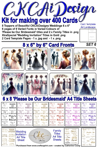 Kit for making over 400 No Cut Just Print Cards for Please be Our Bridesmaid or Wedding Invitations Set 6