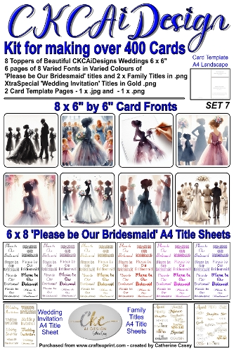Kit for making over 400 No Cut Just Print Cards for Please be Our Bridesmaid or Wedding Invitations Set 7