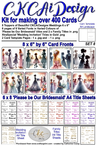 Kit for making over 400 No Cut Just Print Cards for Please be Our Bridesmaid or Wedding Invitations Set 8