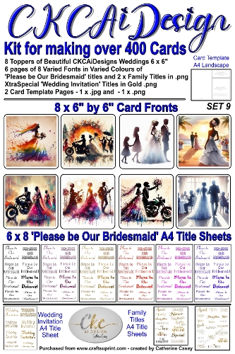 Kit for making over 400 No Cut Just Print Cards for Please be Our Bridesmaid or Wedding Invitations Set 9