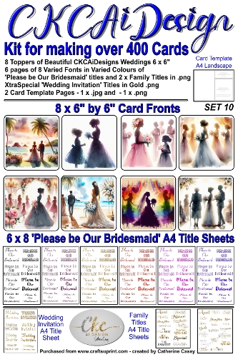 Kit for making over 400 No Cut Just Print Cards for Please be Our Bridesmaid or Wedding Invitations Set 10