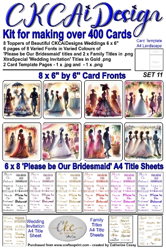 Kit for making over 400 No Cut Just Print Cards for Please be Our Bridesmaid or Wedding Invitations Set 11
