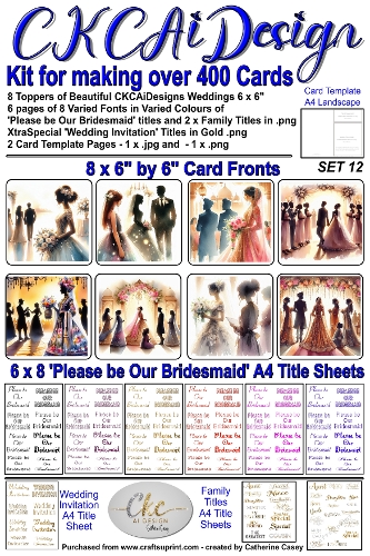 Kit for making over 400 No Cut Just Print Cards for Please be Our Bridesmaid or Wedding Invitations Set 12