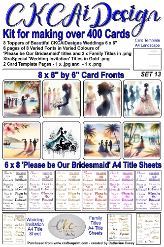 Kit for making over 400 No Cut Just Print Cards for Please be Our Bridesmaid or Wedding Invitations Set 13