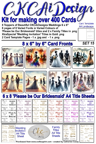 Kit for making over 400 No Cut Just Print Cards for Please be Our Bridesmaid or Wedding Invitations Set 15