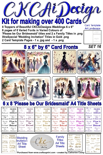 Kit for making over 400 No Cut Just Print Cards for Please be Our Bridesmaid or Wedding Invitations Set 16