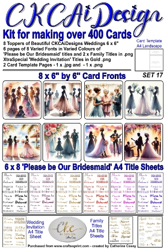 Kit for making over 400 No Cut Just Print Cards for Please be Our Bridesmaid or Wedding Invitations Set 17