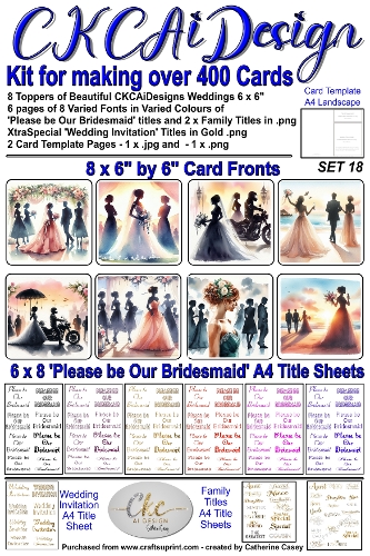 Kit for making over 400 No Cut Just Print Cards for Please be Our Bridesmaid or Wedding Invitations Set 18