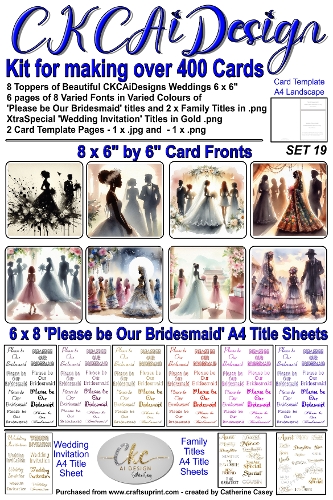 Kit for making over 400 No Cut Just Print Cards for Please be Our Bridesmaid or Wedding Invitations Set 19