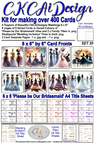 Kit for making over 400 No Cut Just Print Cards for Please be Our Bridesmaid or Wedding Invitations Set 20
