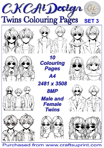 Twins Colouring Pages 10 x pairs of Twins to colour at your leisure Set 3