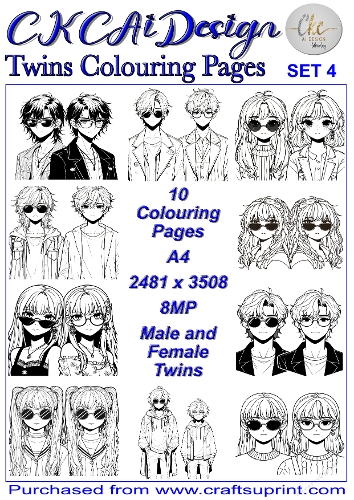 Twins Colouring Pages 10 x pairs of Twins to colour at your leisure Set 4