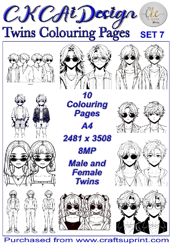 Twins Colouring Pages 10 x pairs of Twins to colour at your leisure Set 7
