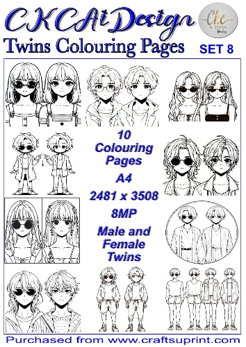 Twins Colouring Pages 10 x pairs of Twins to colour at your leisure Set 8