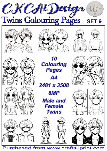 Twins Colouring Pages 10 x pairs of Twins to colour at your leisure Set 9