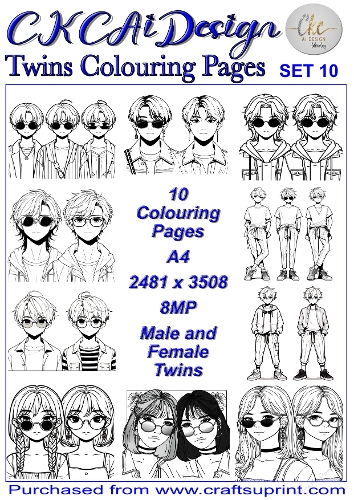 Twins Colouring Pages 10 x pairs of Twins to colour at your leisure Set 10