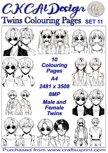 Twins Colouring Pages 10 x pairs of Twins to colour at your leisure Set 11