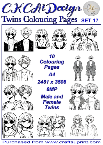Twins Colouring Pages 10 x pairs of Twins to colour at your leisure Set 17