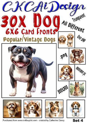 30x Dog Card Fronts, 1800×1800 Popular Dogs, Vintage Dogs Set 4