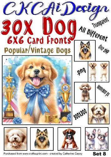 30x Dog Card Fronts, 1800×1800 Popular Dogs, Vintage Dogs Set 8