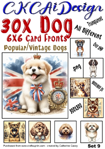 30x Dog Card Fronts, 1800×1800 Popular Dogs, Vintage Dogs Set 9