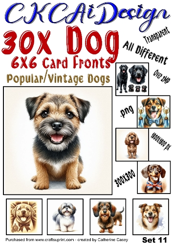 30x Dog Card Fronts, 1800×1800 Popular Dogs, Vintage Dogs Set 11