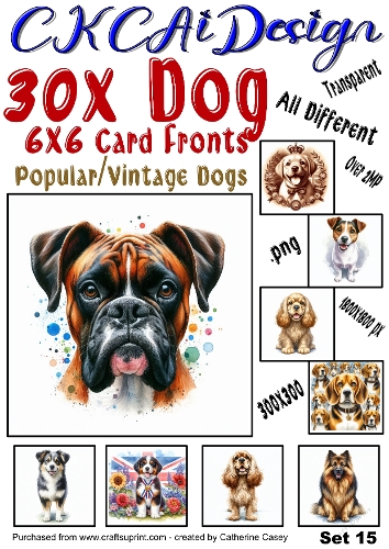 30x Dog Card Fronts, Popular Dogs, Vintage Dogs Set 15
