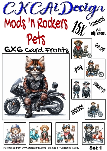 15x Mods and Rockers Pets 6x6 Card Fronts Set 1 of 10