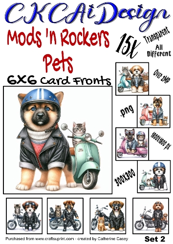 15x Mods and Rockers Pets 6x6 Card Fronts Set 2 of 10