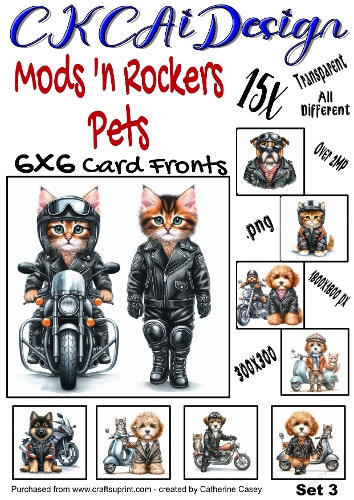 15x Mods and Rockers Pets 6x6 Card Fronts Set 3 of 10