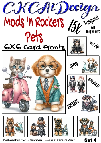 15x Mods and Rockers Pets 6x6 Card Fronts Set 4 of 10