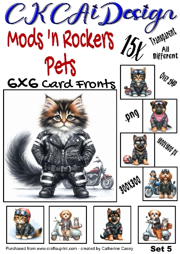 15x Mods and Rockers Pets 6x6 Card Fronts Set 5 of 10