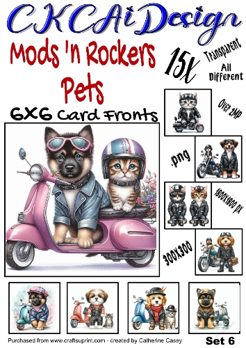 15x Mods and Rockers Pets 6x6 Card Fronts Set 6 of 10