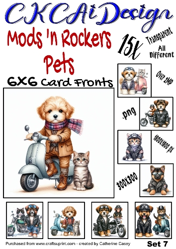 15x Mods and Rockers Pets 6x6 Card Fronts Set 7 of 10