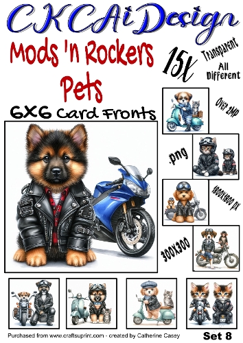 15x Mods and Rockers Pets 6x6 Card Fronts Set 8 of 10