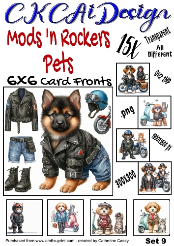 15x Mods and Rockers Pets 6x6 Card Fronts Set 9 of 10
