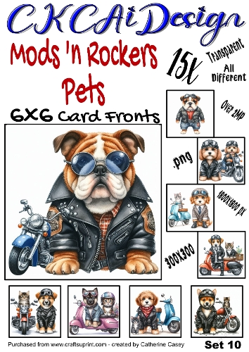 15x Mods and Rockers Pets 6x6 Card Fronts Set 10 of 10