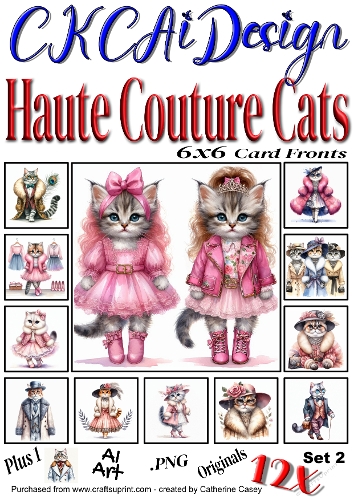 12x Haute Couture Cats AI Created Felines Set 2 of 12