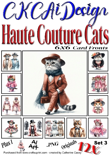 12x Haute Couture Cats AI Created Felines Set 3 of 12
