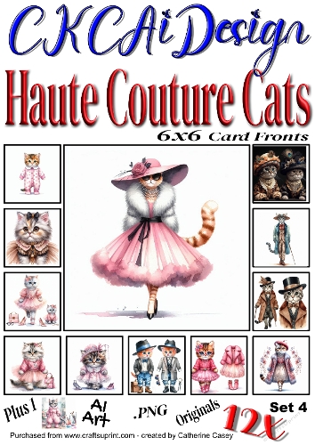 12x Haute Couture Cats AI Created Felines Set 4 of 12