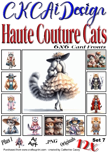 12x Haute Couture Cats AI Created Felines Set 7 of 12