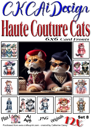 12x Haute Couture Cats AI Created Felines Set 8 of 12
