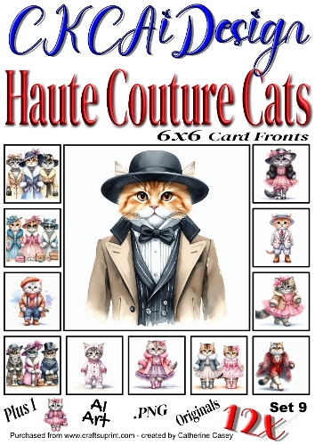 12x Haute Couture Cats AI Created Felines Set 9 of 12